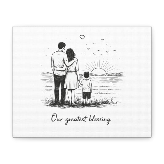 Our Greatest Blessing Family Canvas Wall Art – Minimalist Family Love Print, Parents and Child Canvas, Meaningful Family Wall Decor Gift